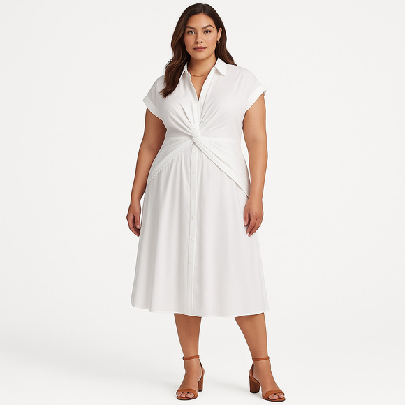 Lauren Ralph Lauren Dresses & Skirts - Lauren Ralph Lauren White Twist-Front Cotton Shirtdress Size 18